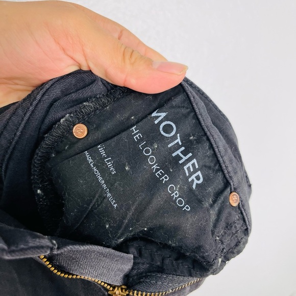 MOTHER The Looker Crop Nine Lives Black Denim Skinny Jeans Size 25 - Picture 9 of 9